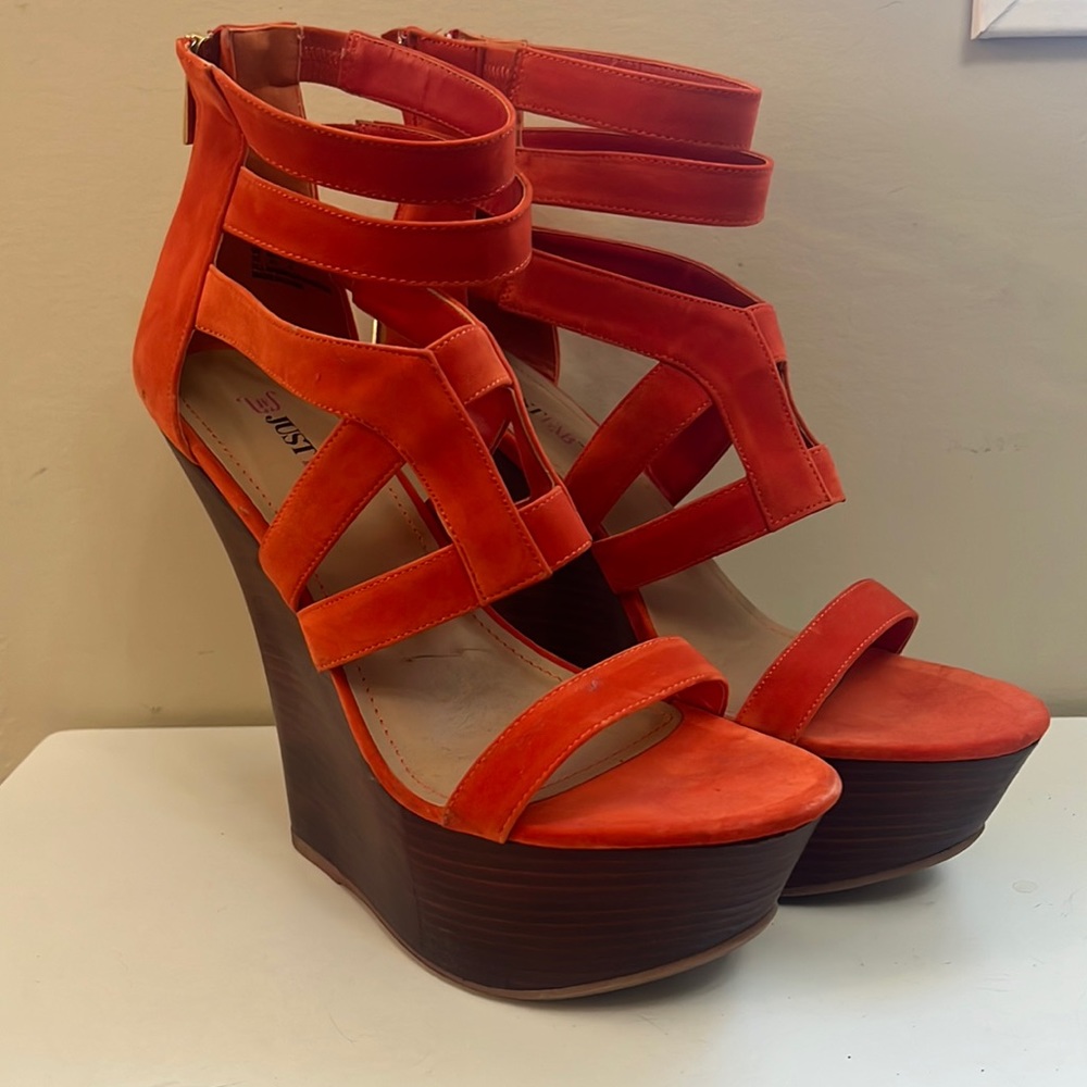 New JustFab Orange Adina Heel - Size 10